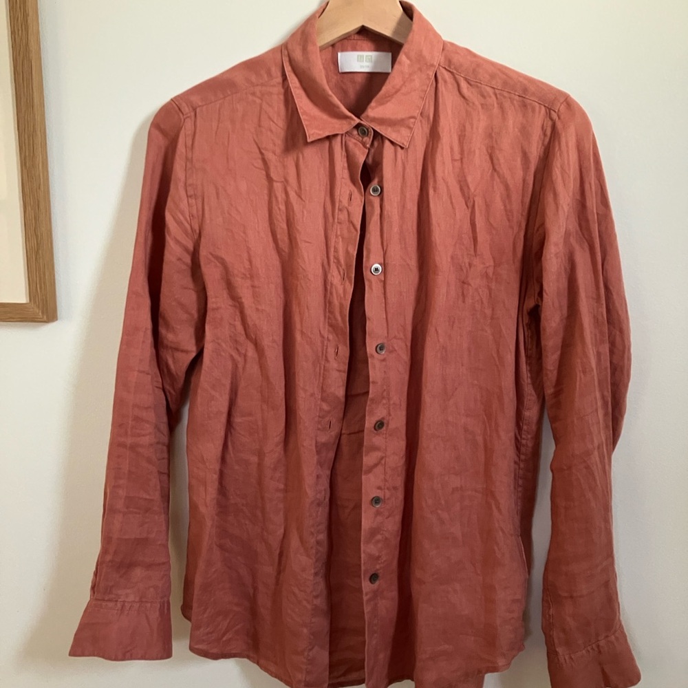 Uniqlo Premium Linen Shirt in Brown